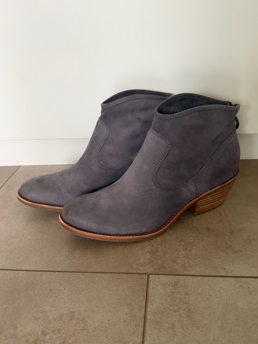 Sofft Blue Leather Aisley Booties